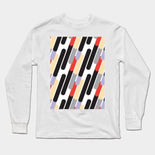 Abstract Colorful Diagonal Lines Dynamic Geometric Pattern Pop Art Long Sleeve T-Shirt